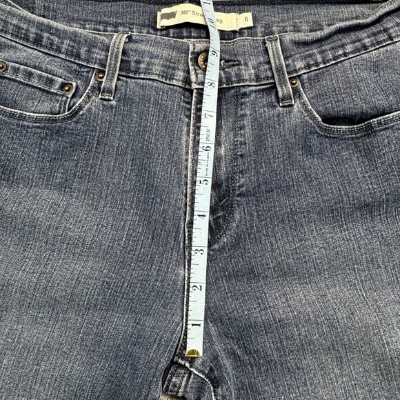 Levis 505 Womens Size 6 Blue Denim Straight Leg Jeans Mid Rise Stretch 5 Pockets - Picture 11 of 14